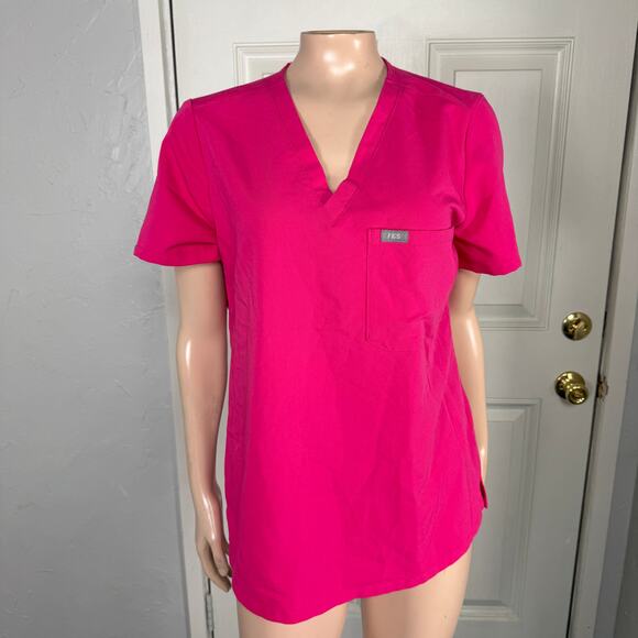 Figs Women's Scrub Top Small Shirt Short Sleeve Maternity Nurse Breast Cancer P6 - Picture 1 of 7
